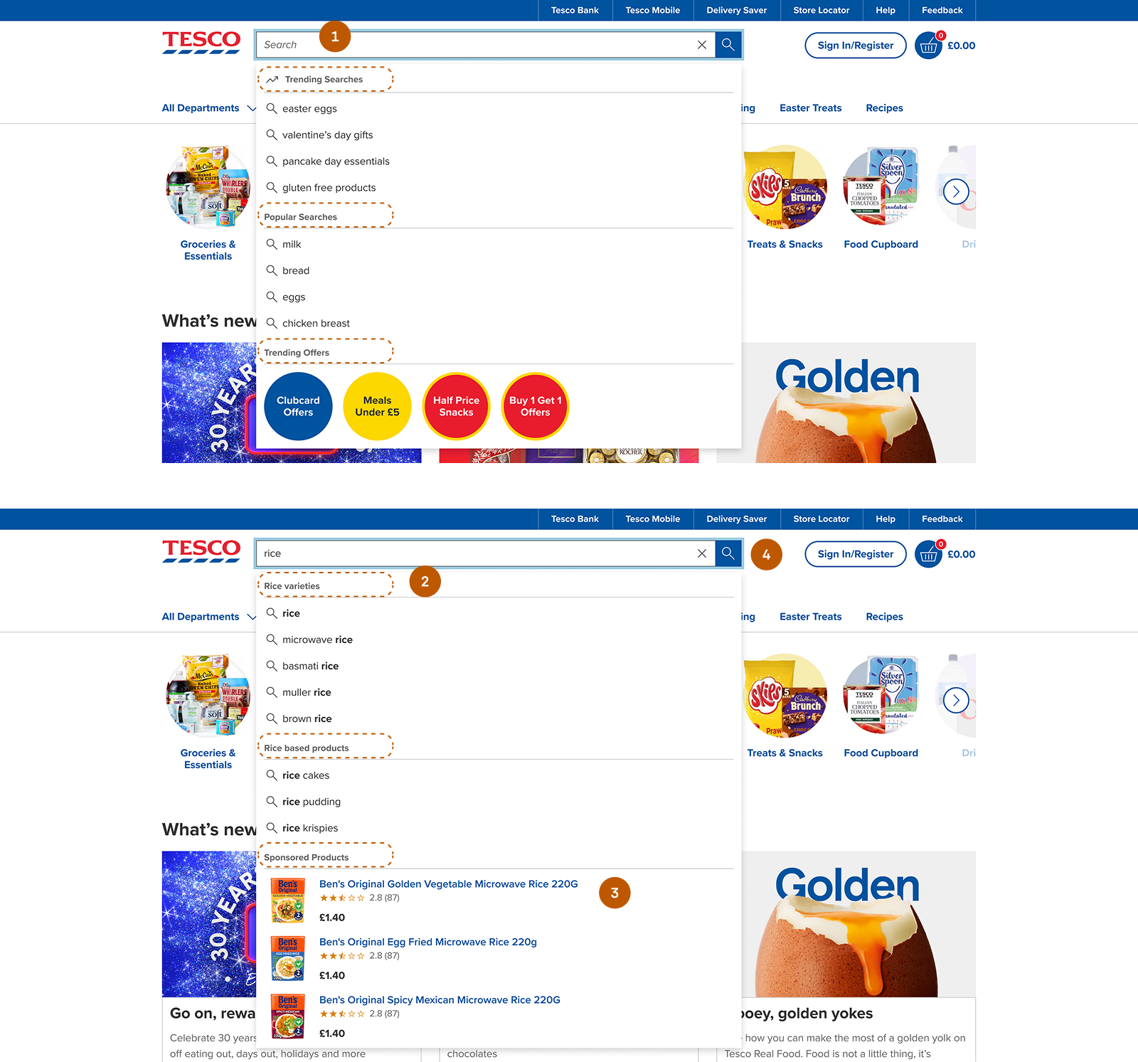 Search experience after redesign
